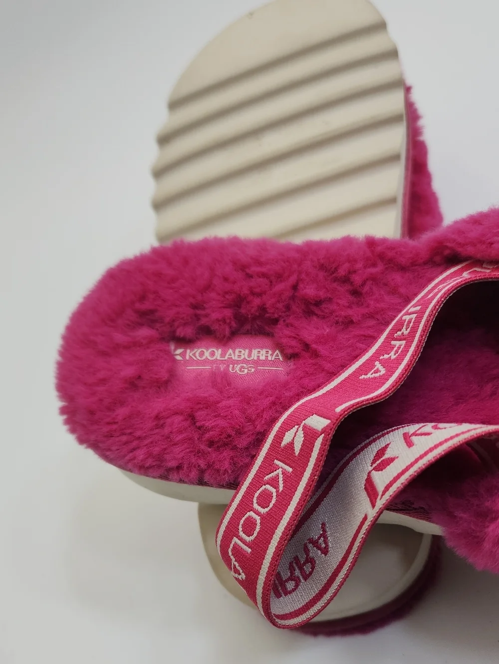 Koolaburra by UGG Kid's Backstrap Slide Sandals Fuzz'n Raspberry Rose Size US 4